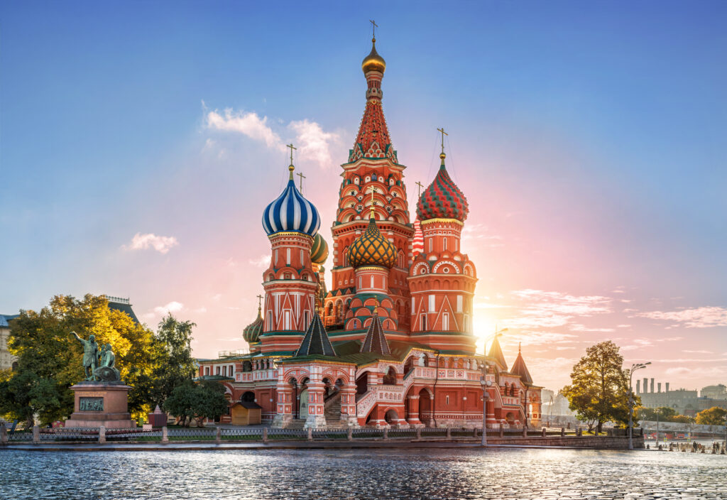 Autumn morning at St. Basil's Cathedral, Moscow, Russia