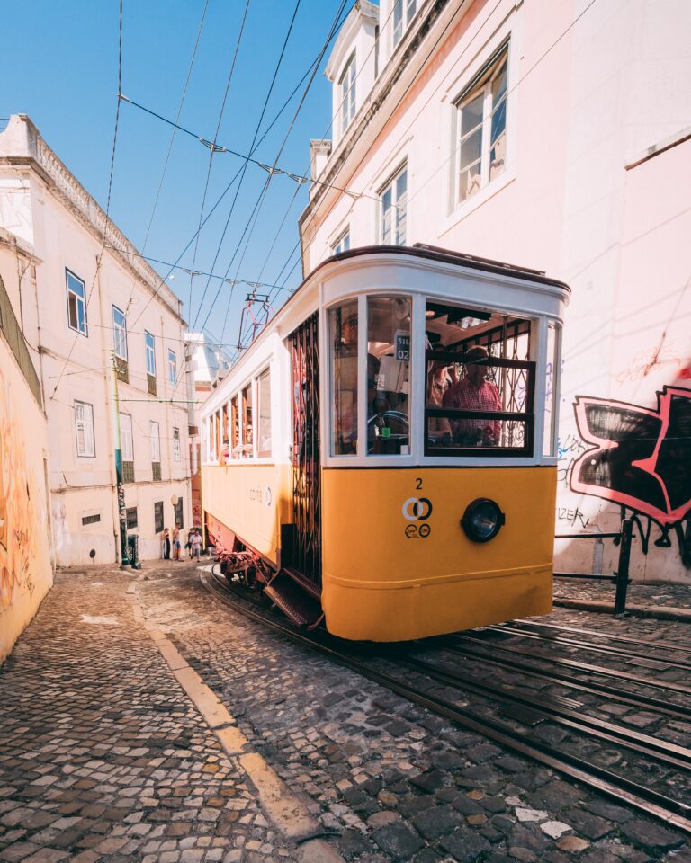 Lisbon tram scene portugal