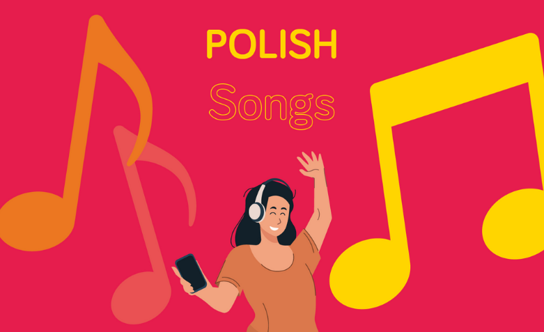 Girl with headphones enjoying polish songs