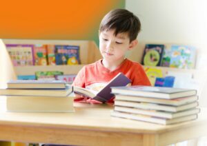 Little boy reading